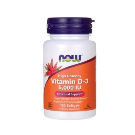 NOW VITAMINA D3 5000 UI 120 CÁPSULAS