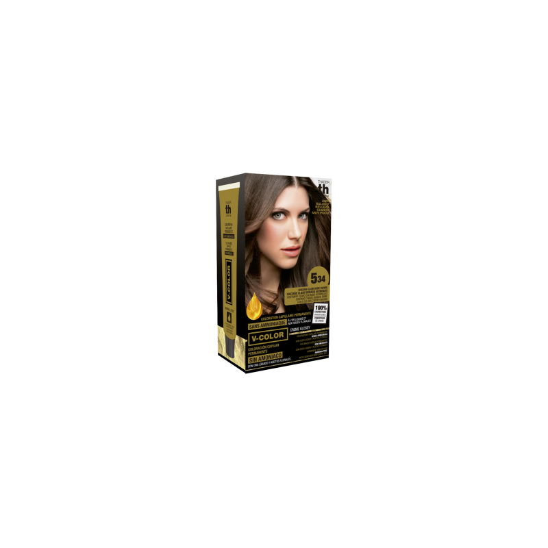 TH PHARMA V-COLOR PERMANENTE S/AMONÍACO Nº 5.34 CASTANHO CLARO DOURADO ACOBREADO TH PHARMA V-COLOR PERMANENTE S/AMONÍACO Nº 5.34 CASTANHO CLARO DOURADO ACOBREADO