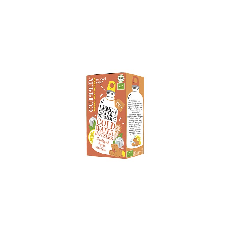 CUPPER INFUSÃO FRIA BIO DE LIMÃO, GENGIBRE E CURCUMA 10 SAQUETAS