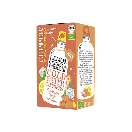 CUPPER INFUSÃO FRIA BIO DE LIMÃO, GENGIBRE E CURCUMA 10 SAQUETAS