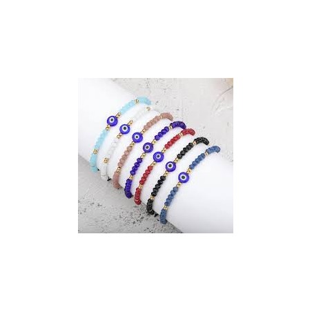 PULSEIRA COLORIDA OLHO TURCO C/ CRISTAIS