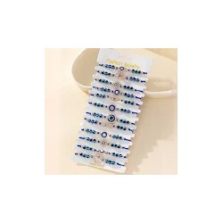 PULSEIRAS COLORIDAS OLHO TURCO AZUL C/ FIO DOURADO