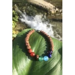PULSEIRA RUDRASKA C/PEDRAS SETE CHAKRAS