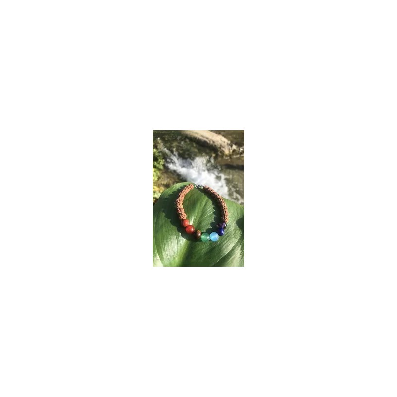 PULSEIRA RUDRASKA C/PEDRAS SETE CHAKRAS PULSEIRA RUDRASKA C/PEDRAS SETE CHAKRAS