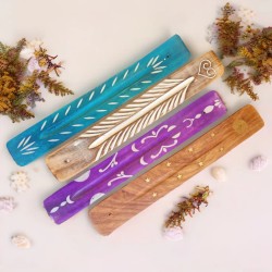 SUPORTE DE INCENSO DE MADEIRA PARA INCENSO (ROXO)