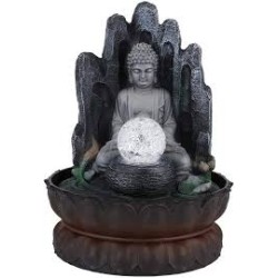 FONTE DE POLIRESINA ZEN BUDA C/BOLA DE CRISTAL