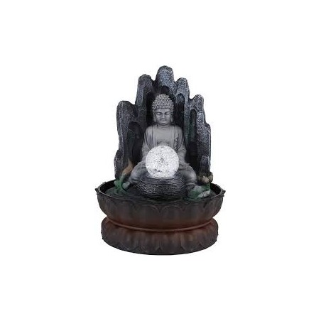 FONTE DE POLIRESINA ZEN BUDA C/BOLA DE CRISTAL